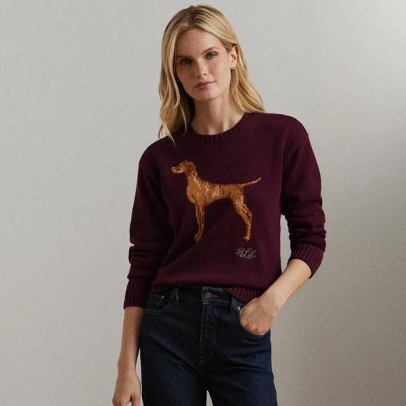 Ralph Lauren Intarsia-Knit Vizsla Cotton Sweater - Picture 2 of 6